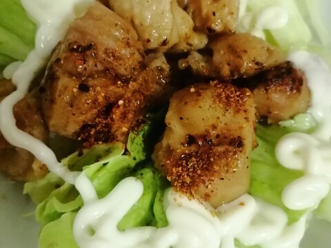 レタスと焼き鳥つゆ（濃縮3倍）マヨ丼